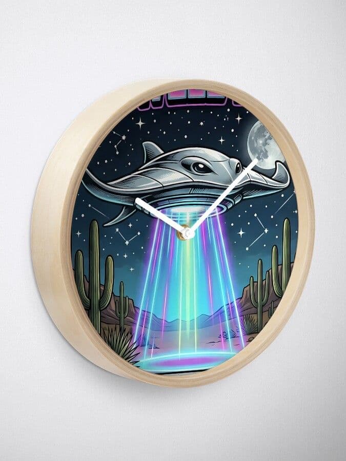 Roswell 1947 I Want To Believe Retro Cartoon Clock